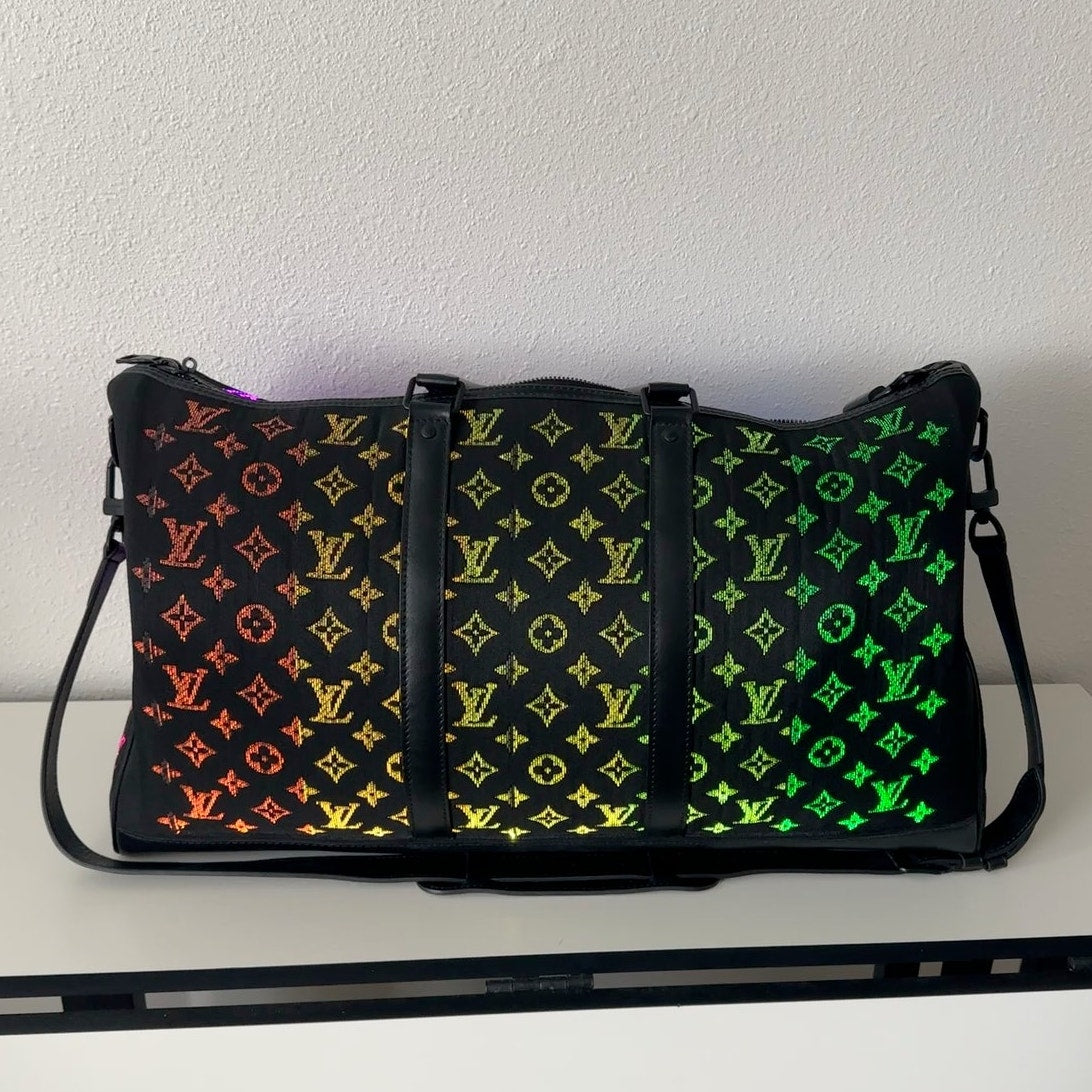 Louis Vuitton Keepall Light Up Bandoulière 50 Black Fiber Optic Monogram Duffle