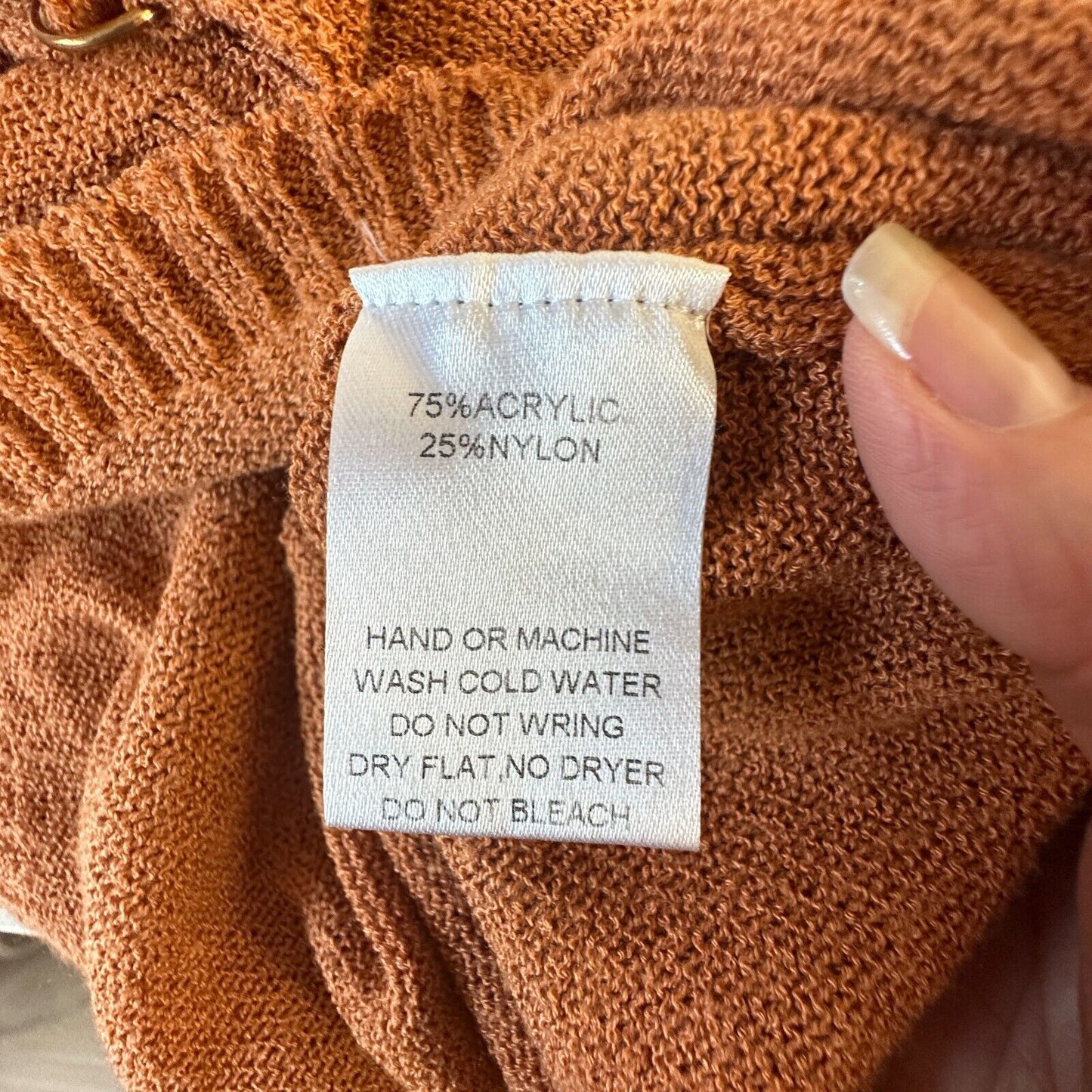 Blanc Clothing Sexy Camel Cut-Out Front Knot Spaghetti Strap Knit Maxi Dress L