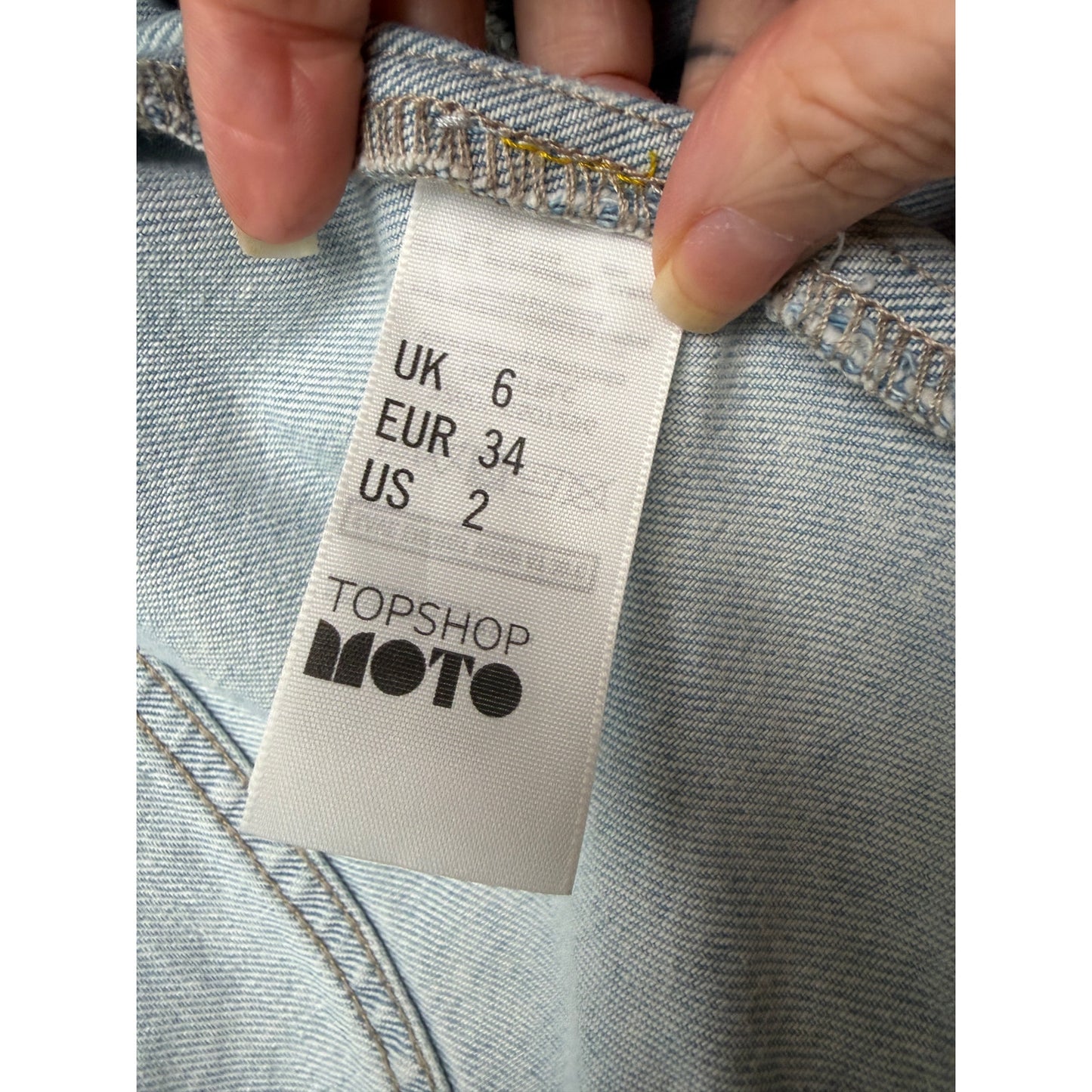 Topshop Moto Light Wash Distressed Denim Jacket Women's 2