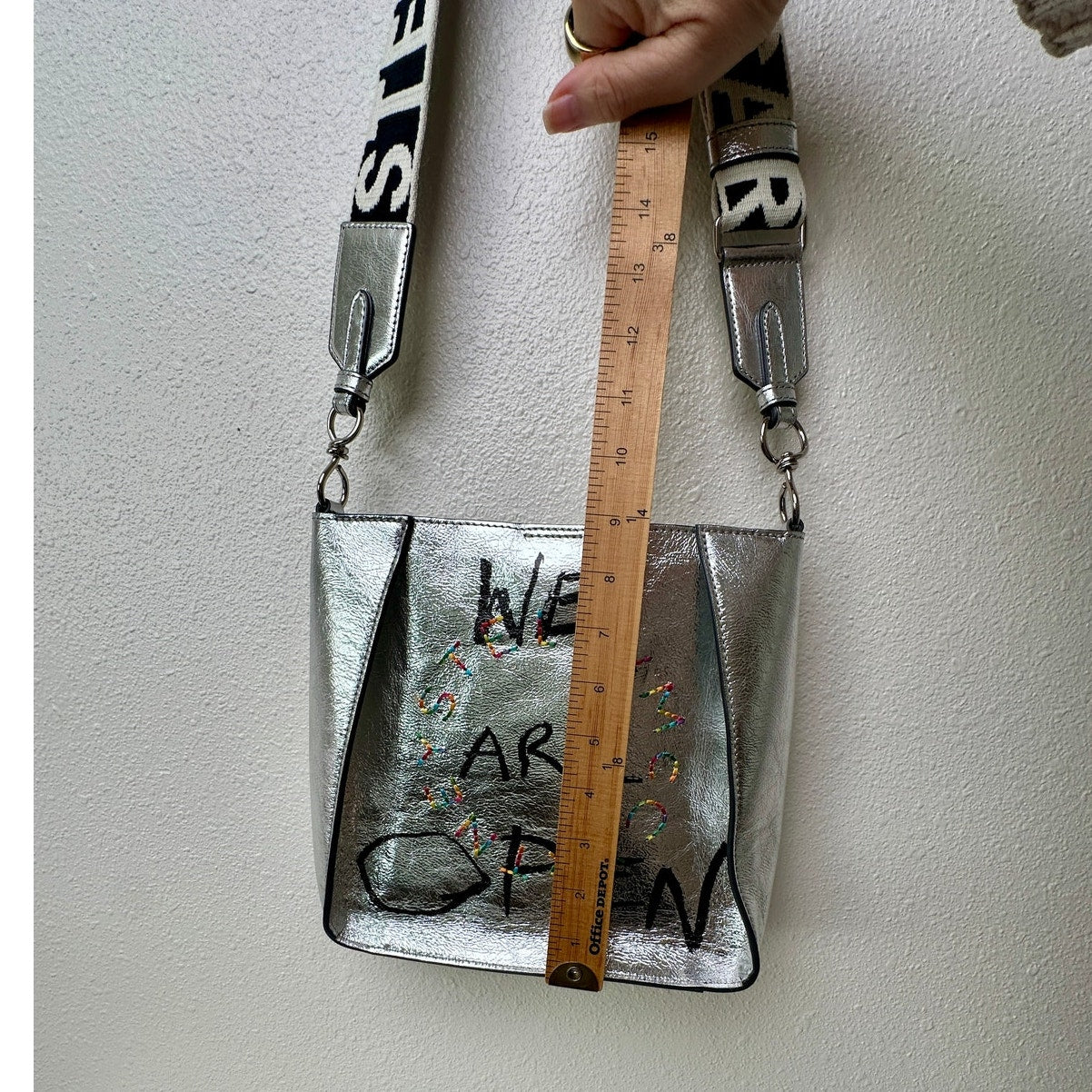 NWT Stella McCartney Stonewall Mini Crossbody Bag – Metallic Silver Faux Leather