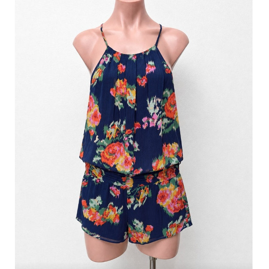 Joie Navy Anatase 2pc SET Floral Print Silk Top ( S ) Lanina Floral Short ( M )