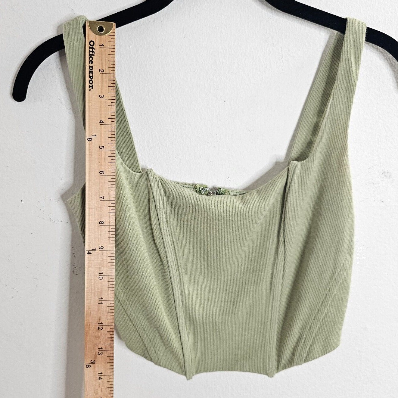 Beige Botany Ultra Soft Structured Mint Green Square Neck Corset Crop Top Small