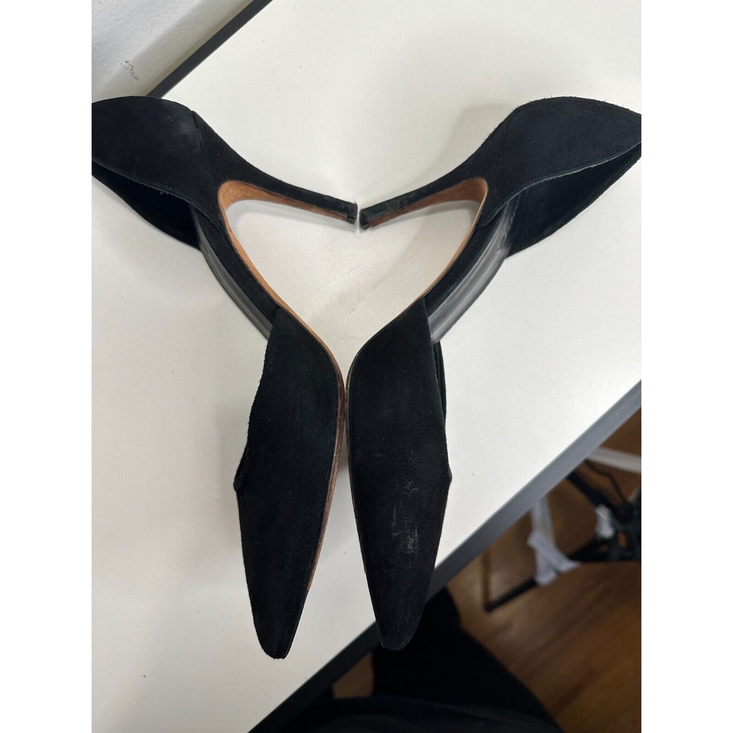 Vince Paulette d'Orsay Black Suede Pointed Toe Cut-Out Stiletto Heel Pump 9