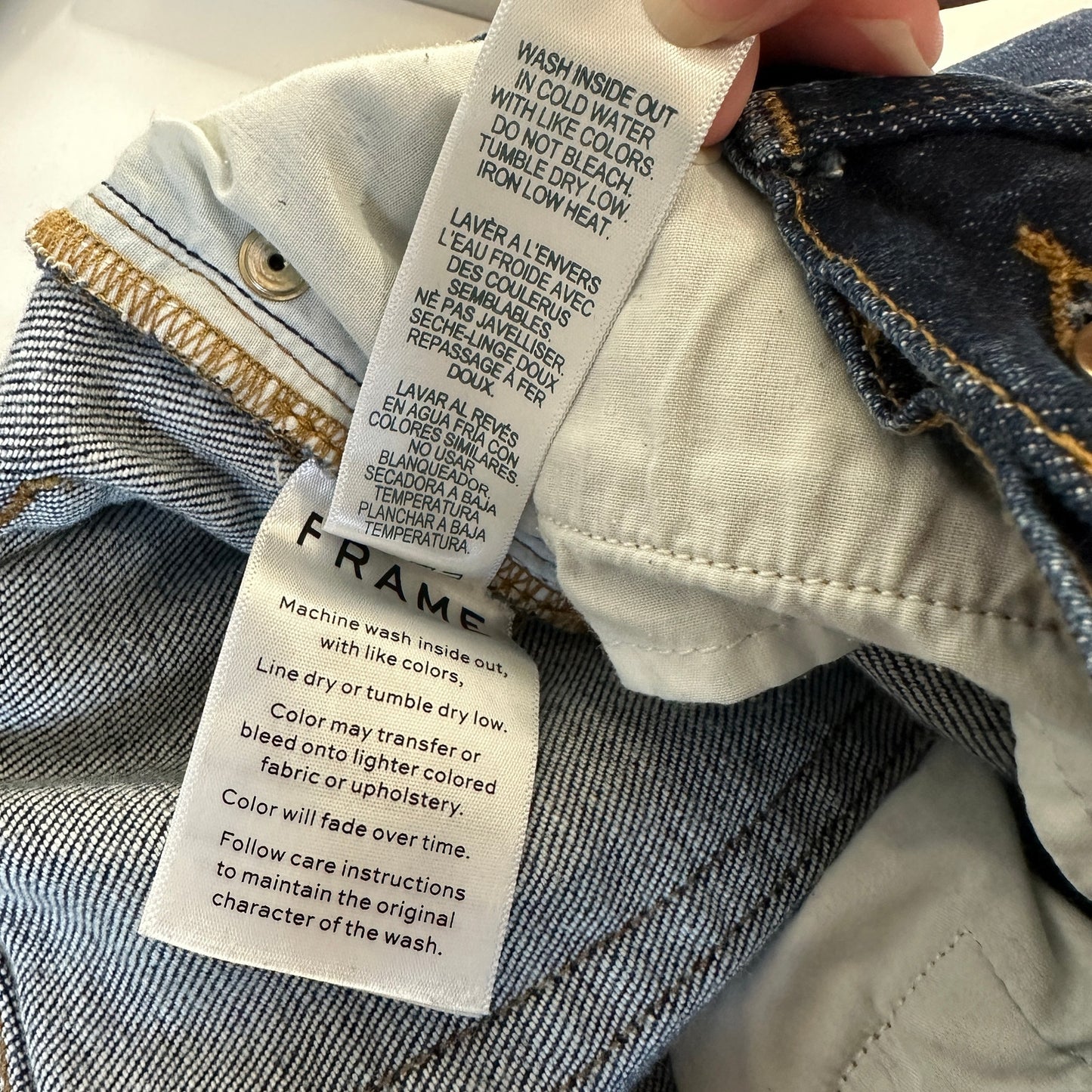 Frame Le Boy Dark Wash Pondview Raw Hem Denim Jeans 27