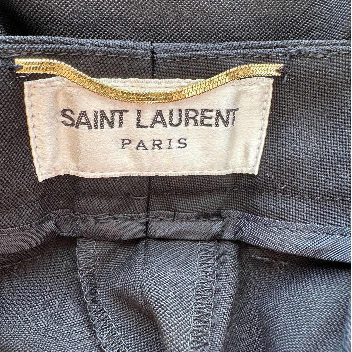Saint Laurent Women’s Black Tuxedo Pants Satin Stripe Zip Hem IT 42/ US 6