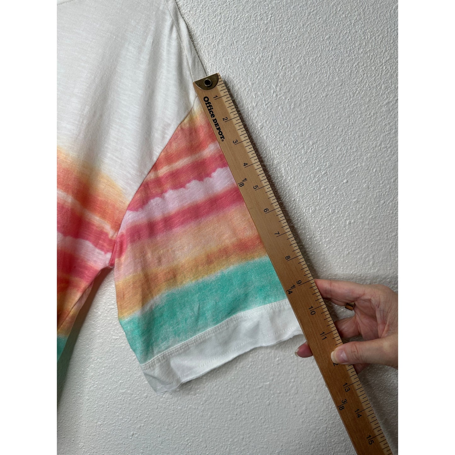 Daily Practice Ivory Peach Teal Striped LA logo High Low Tee XXS