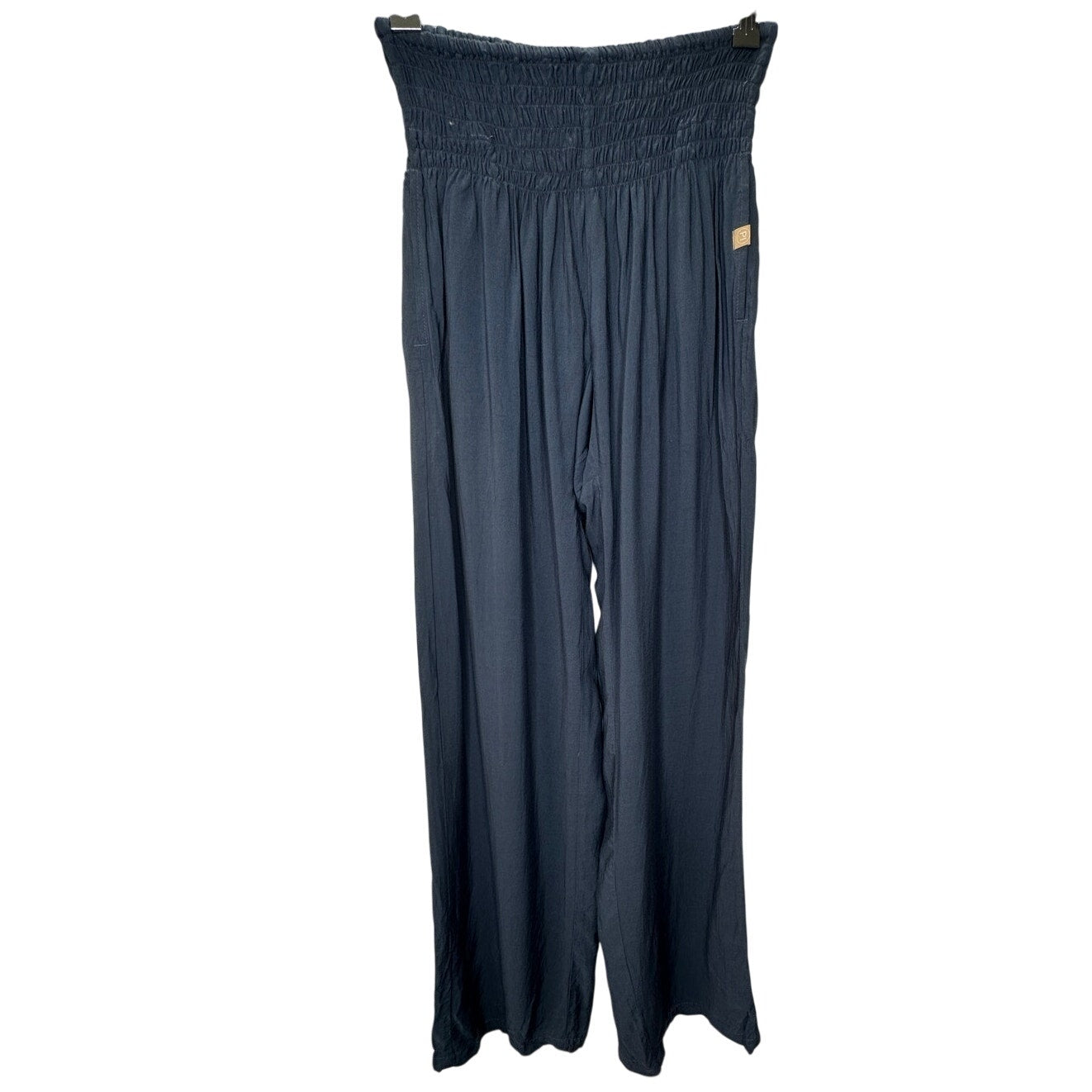 NWT Paradise Island Navy Blue Ruched Drawstring Wide Leg Casual Pants OS