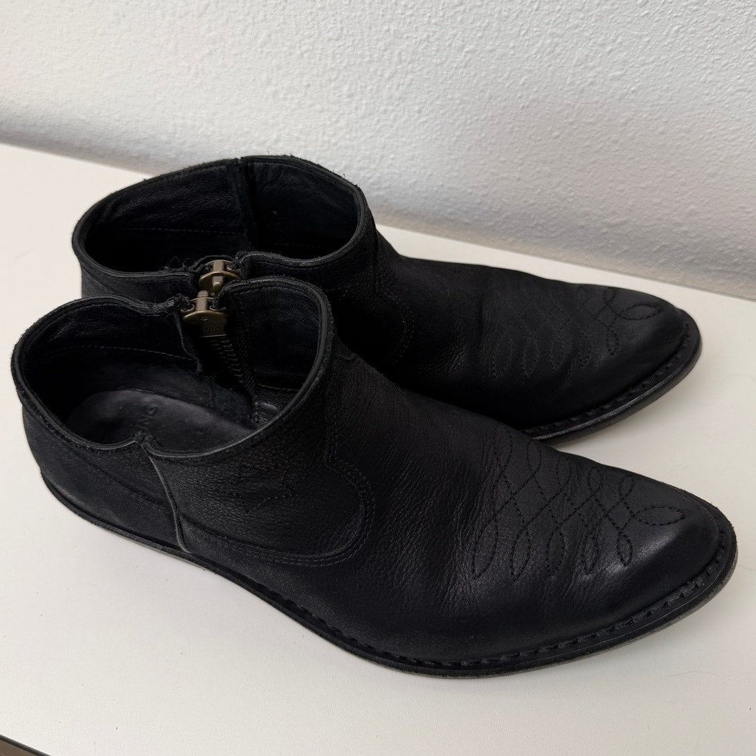 Anine Bing Lou Boot Black Leather Western Ankle Boots Size US 8 EU 38