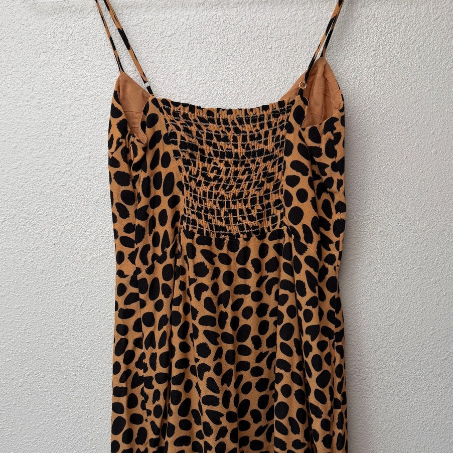 Blue Life Cheetah Print Mini Dress XS Tan Black Front Slit Revolve