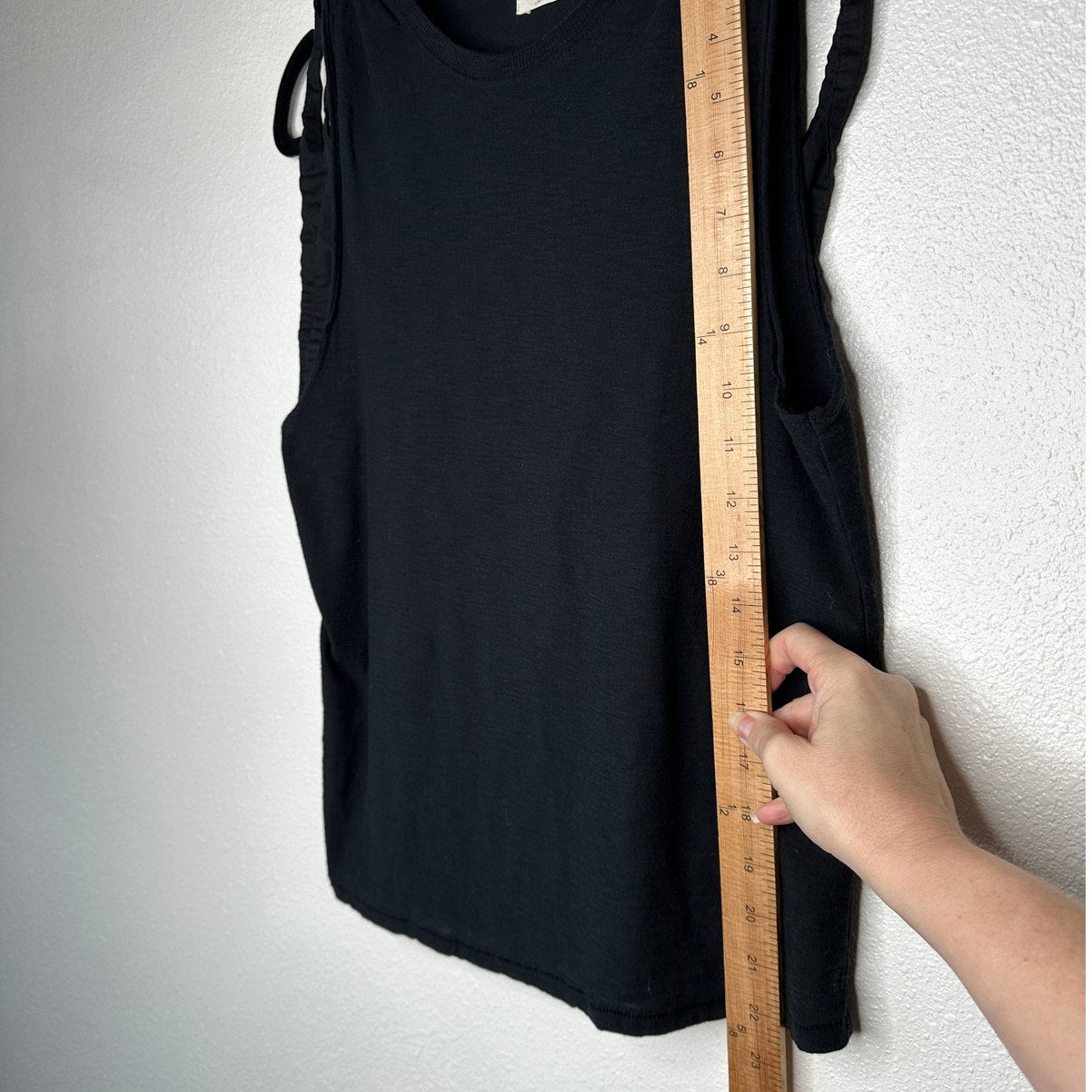 Nation Ltd Black Ruched Shoulder Tie Sleeveless Tank Top S