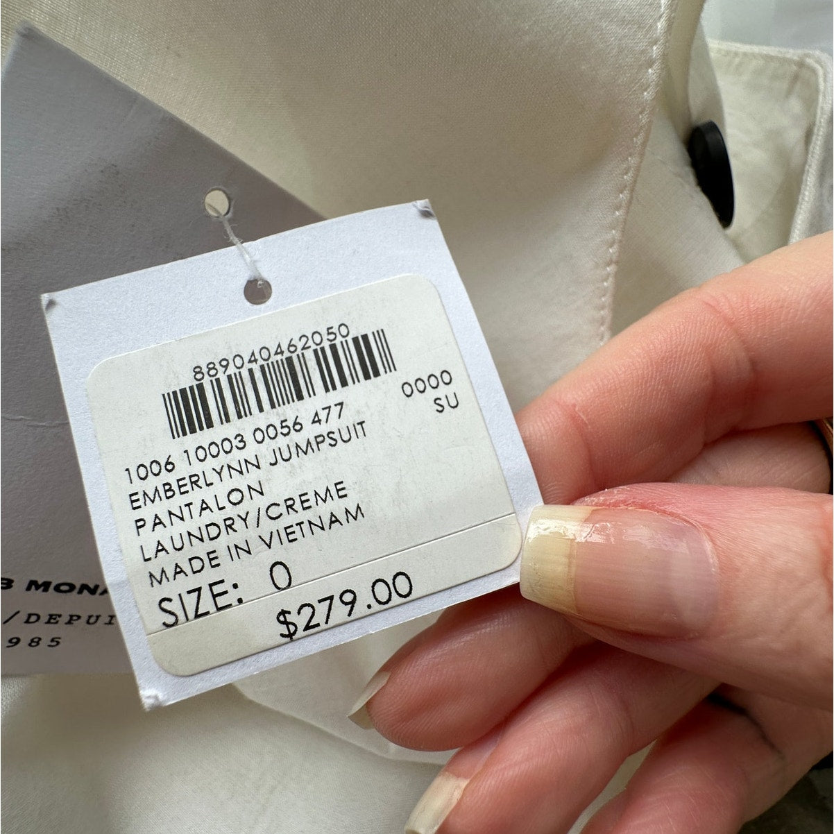 NWT Club Monaco Creme Emberlynn Linen Blend Jumpsuit 0
