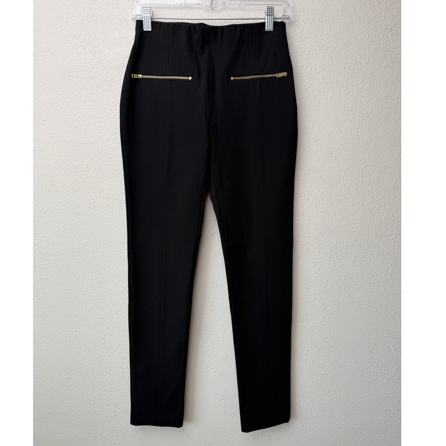 NWT Rag & Bone Annie Black Cropped Ponte Pants Gold Zip