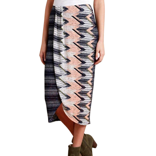 Anthropologie Maeve Plata Aztec Stripes Knit Midi Blue White & Peach XS