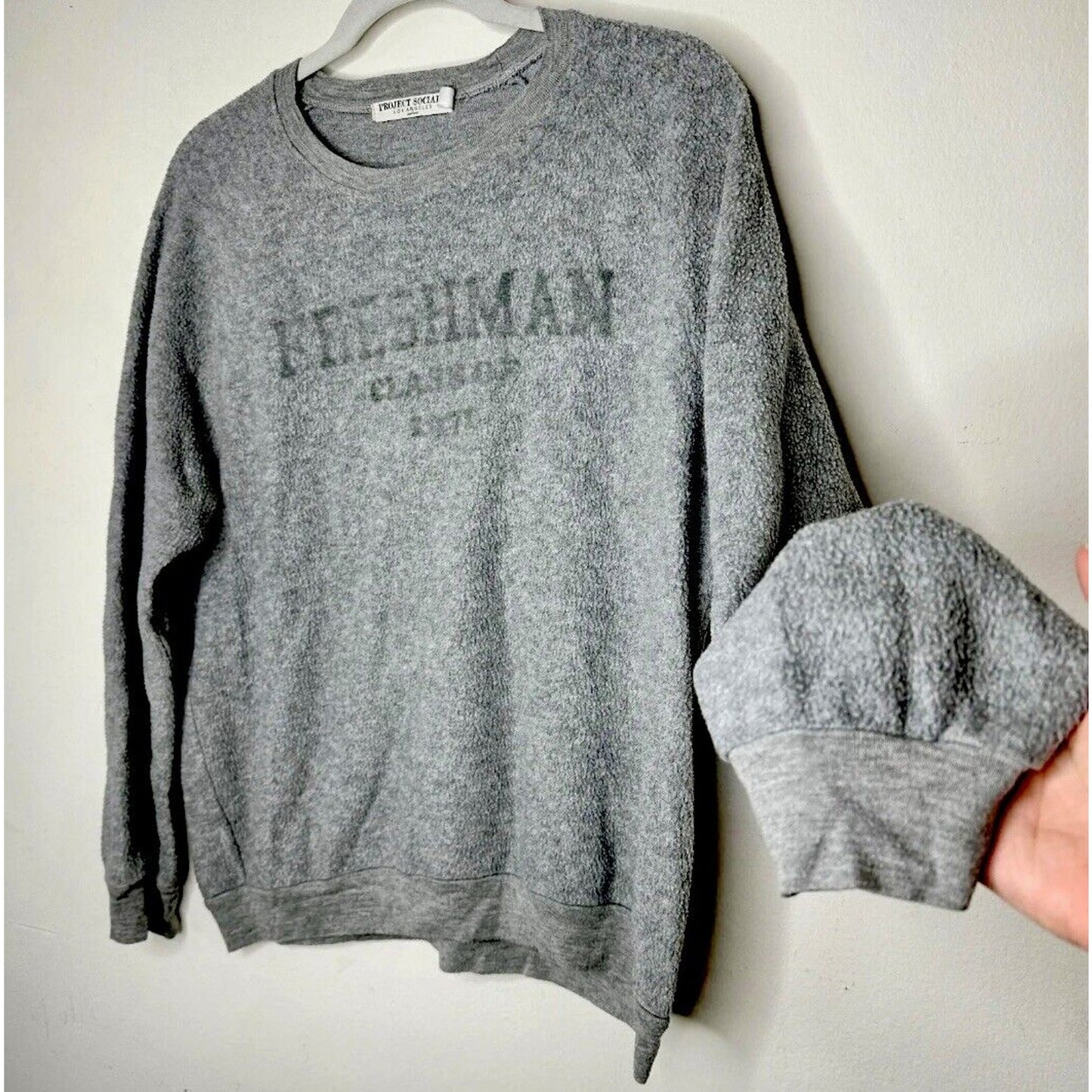 Project Social T Freshman Class of '71 Soft Gray Long Sleeve Sweater Jumper Med