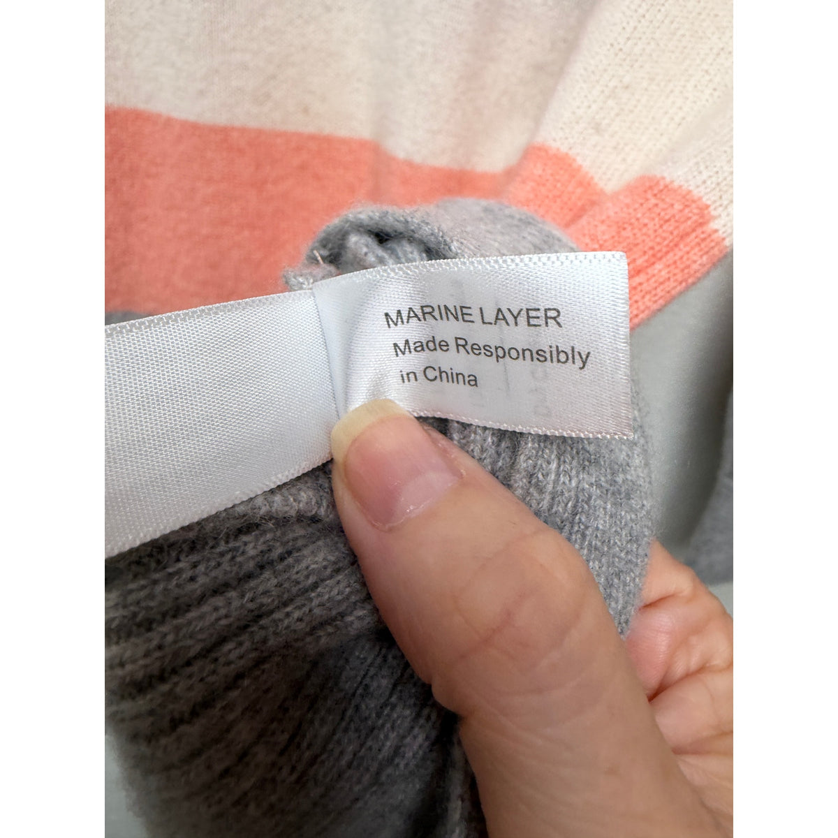 Marine Layer Gray Pink Stripe Cashmere Sweater Women S