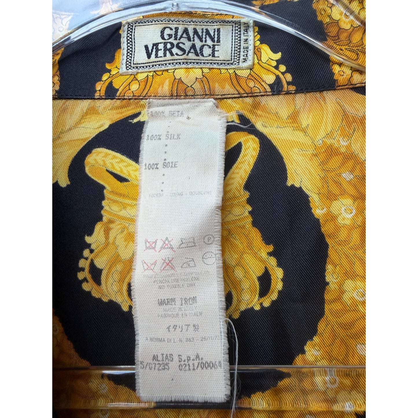 Gianni Versace Men's XL Black Gold Baroque Silk Shirt