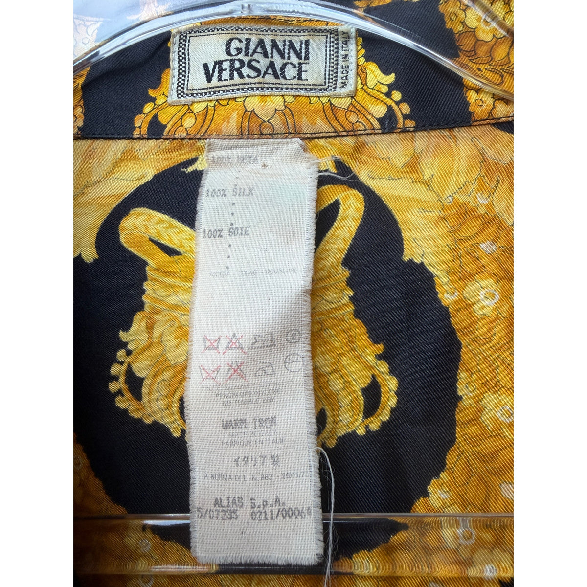 Gianni Versace Men's XL Black Gold Baroque Silk Shirt