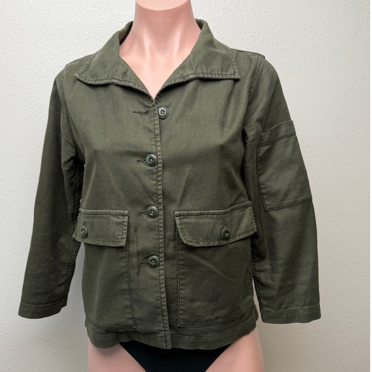 The Great Olive Green Cropped Utility Jacket Oversized US 0