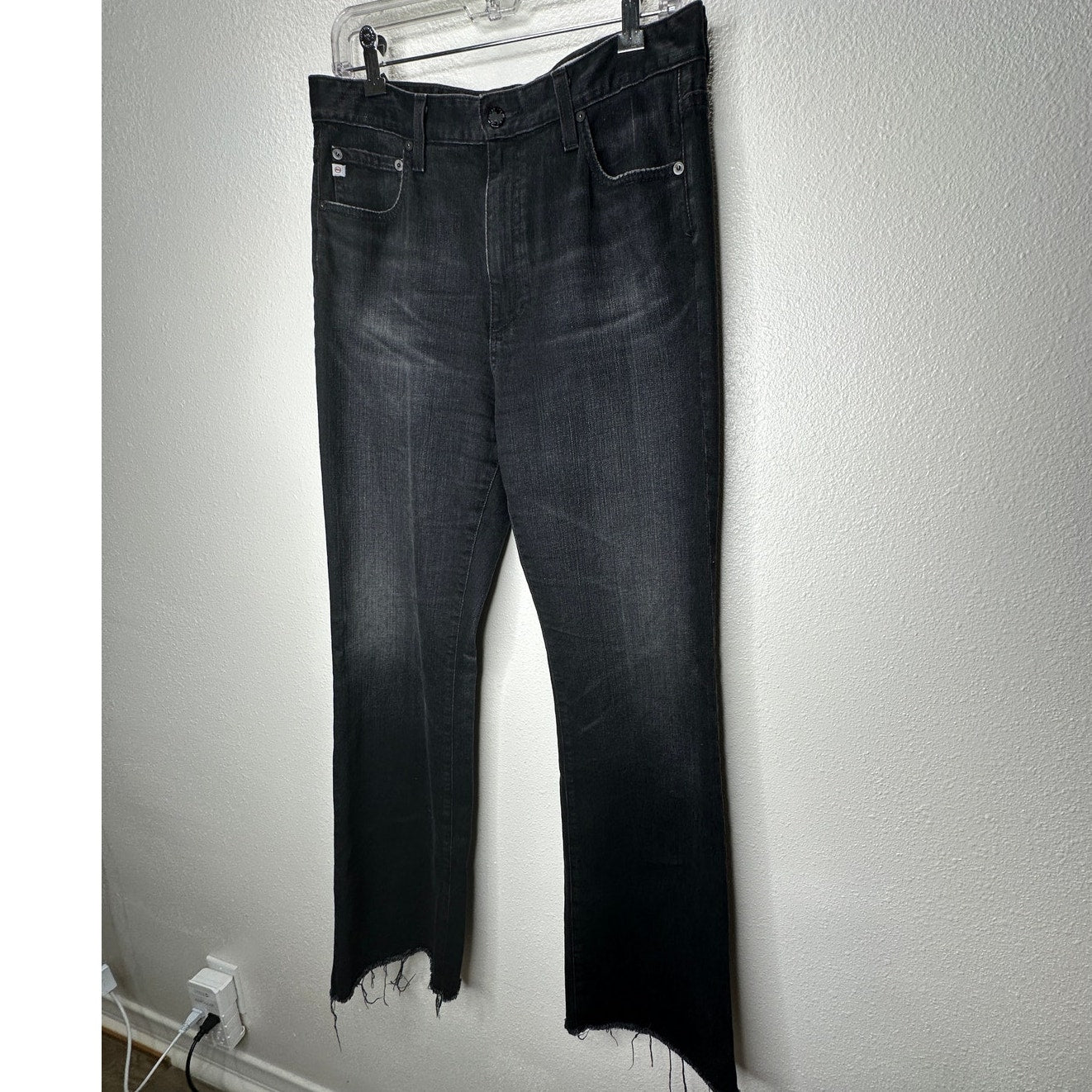 AG Black Alexxis Boot High Rise Vintage Boot Jeans Raw Hem 31