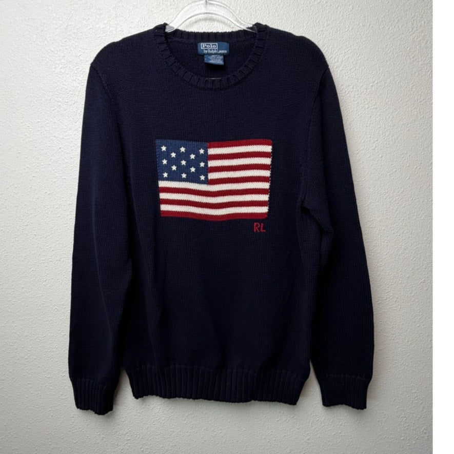 Polo Ralph Lauren Navy Flag Cotton Sweater Men M
