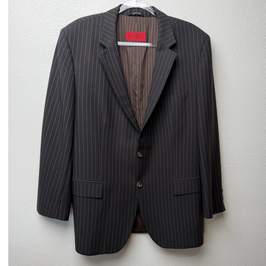 Hugo Boss Black Pinstripe Wool Mohair 2 Pc Suit Men’s 46R