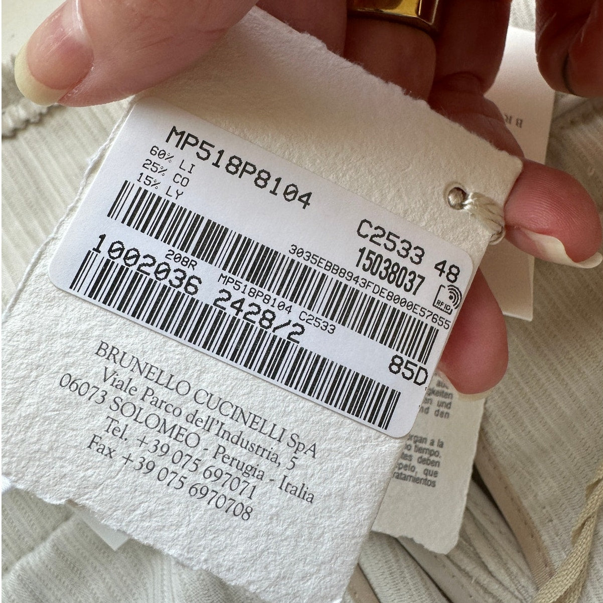 NWT Brunello Cucinelli Oversize Sand Beige Front Pleat Wide Leg Corduroy Pant 12