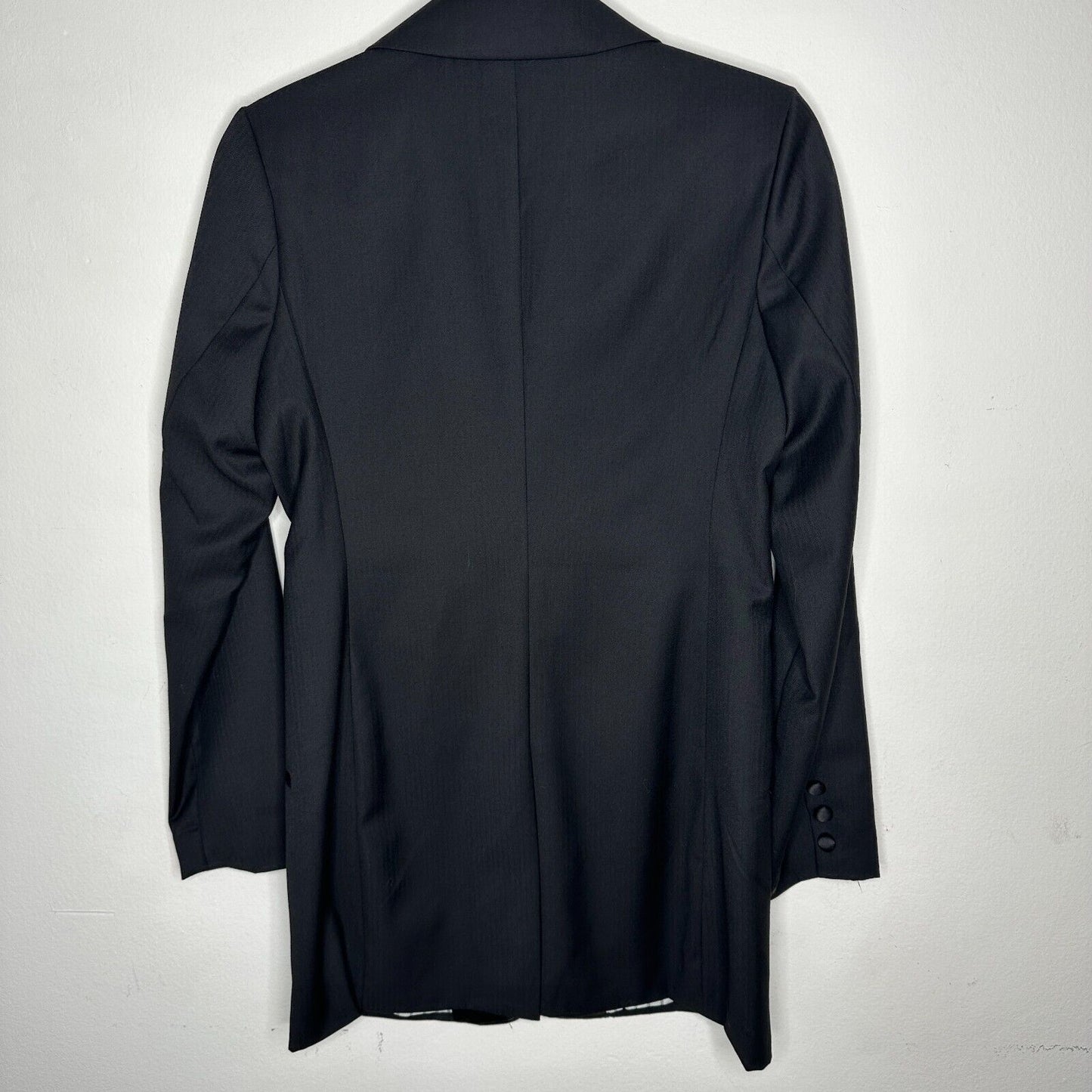 Flying Tomato Black Long One-Button Tuxedo Blazer Satin Trim Lapel & Pockets M