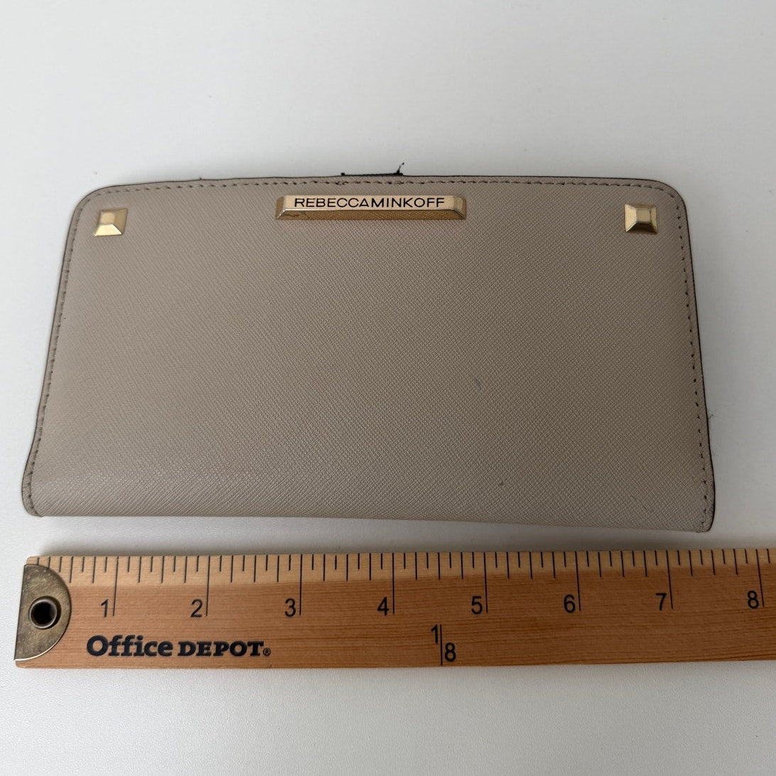 Rebecca Minkoff Continental Bifold Wallet Taupe Saffiano Women's Studded