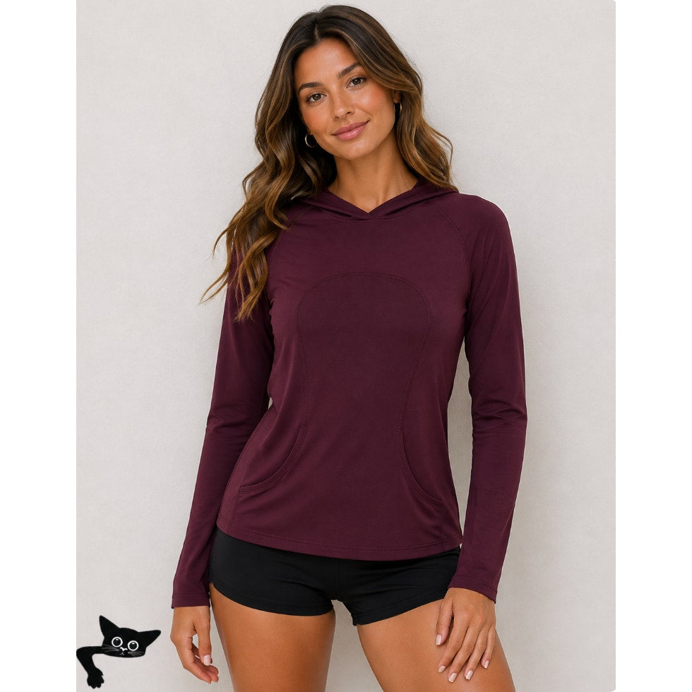 Lululemon Burgundy Long Sleeve Front Pocket Hooded Shirt 4