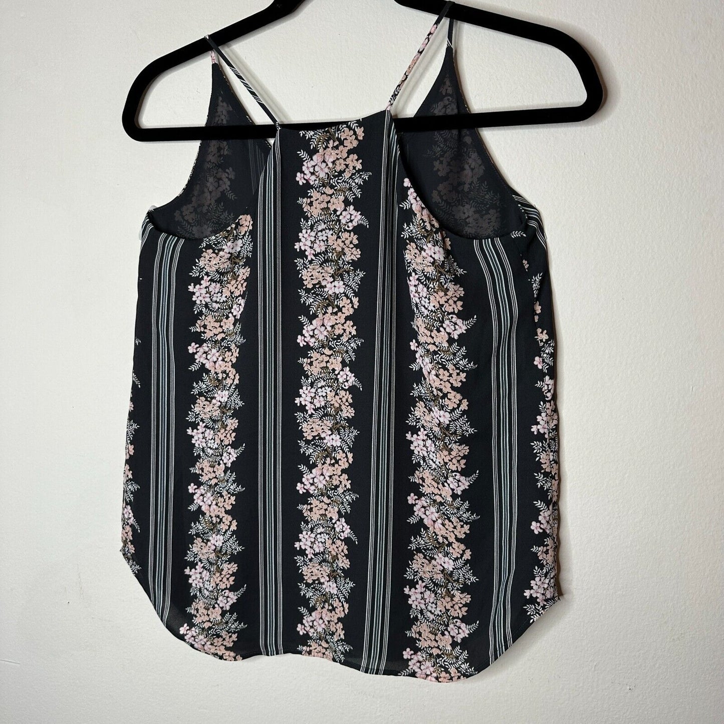 Loft Gray Pink Floral & White Stripe Print VNeck Halter Sleeveless Blouse XSP