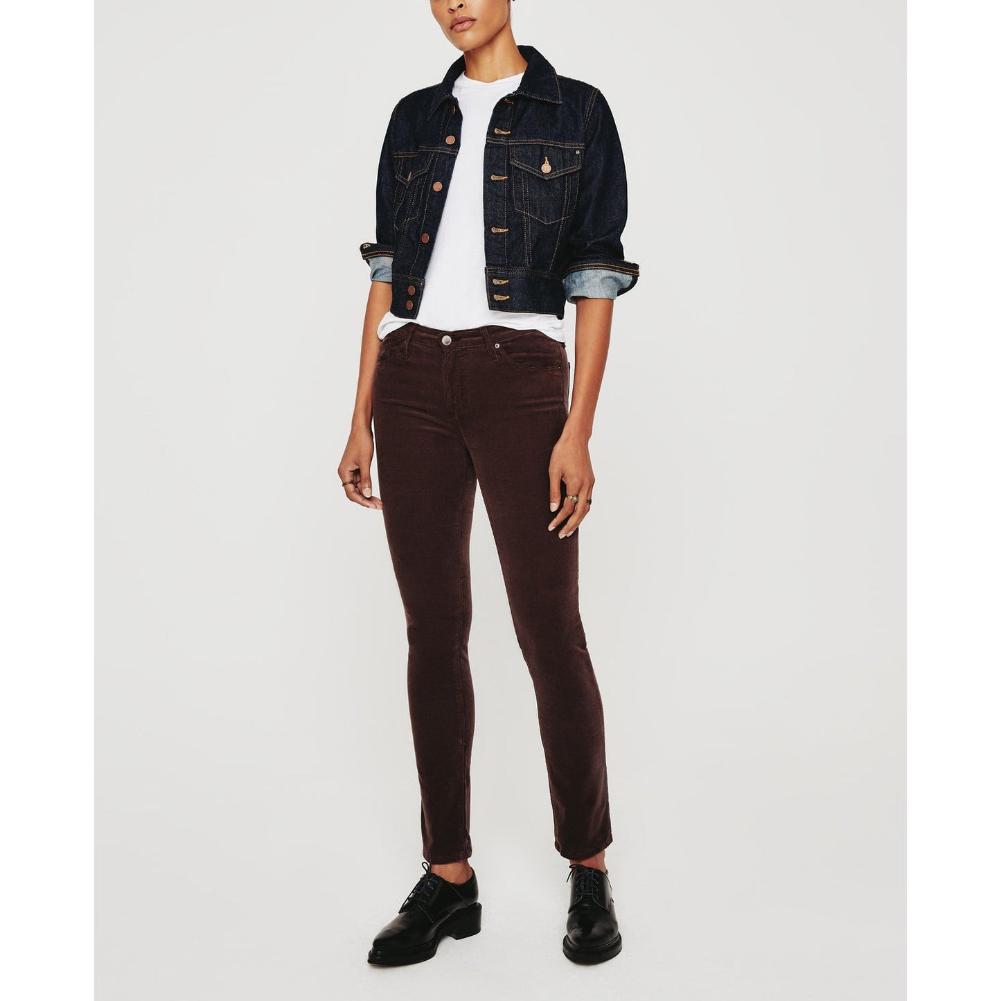NWT Adriano Goldschmied Prima Corduroy Cigarette Pants Brown 27