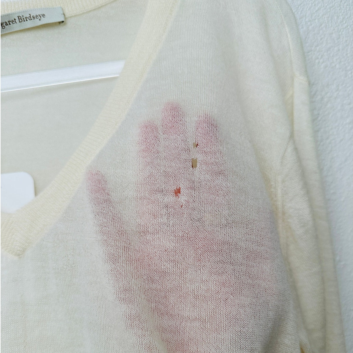 NWT Margaret Birdseye Ivory Cashmere V-Neck Sweater Size M