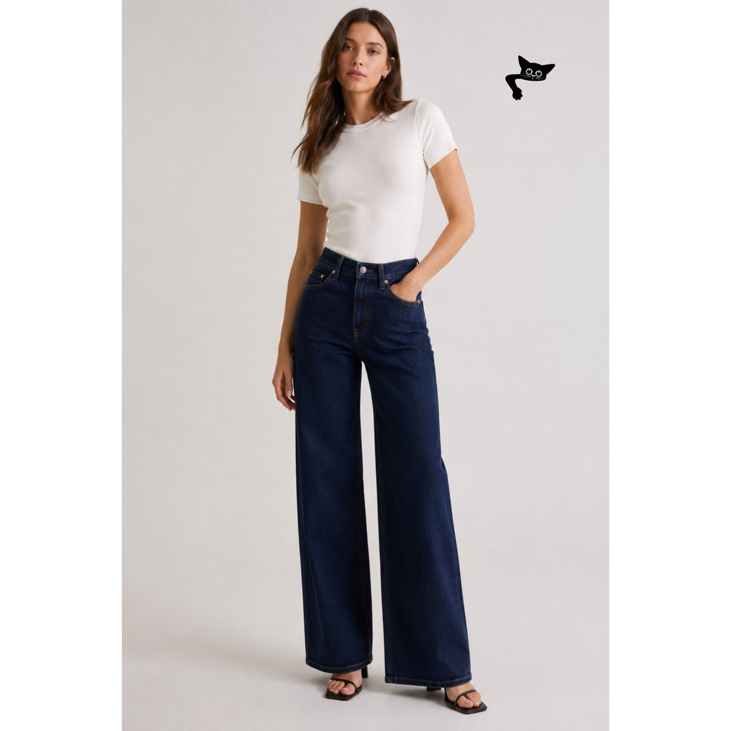 NWT Quince Bella Midnight Blue Wide Leg Jeans 25