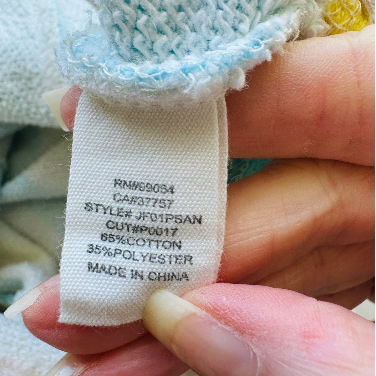 Billabong White Blue Yellow Batwing Front Zip Raw Hem Hooded Sweater S