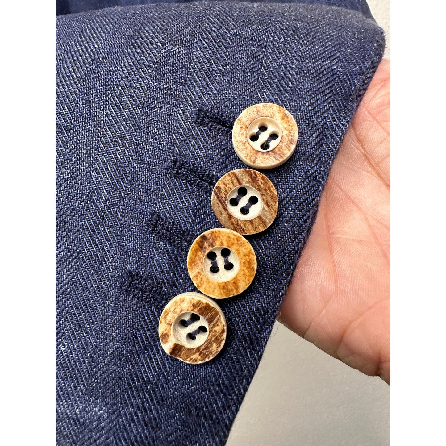 Windsor Men’s Stand-Collar Blue Blazer US 34 (EU 44) Suede Trim