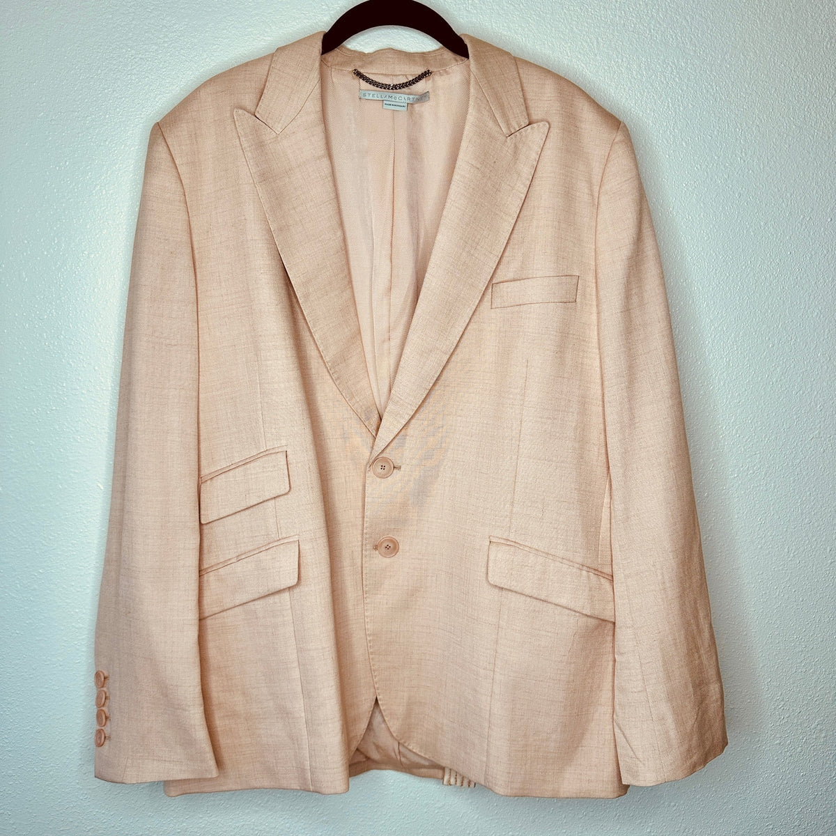 Stella McCartney Light Peach Front Button Viscose Linen Blazer Jacket 42
