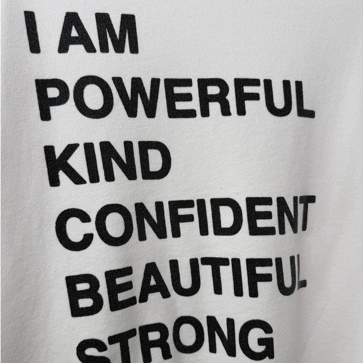 Anine Bing White Graphic Sweatshirt I Am Powerful Quote Crewneck Pullover XS