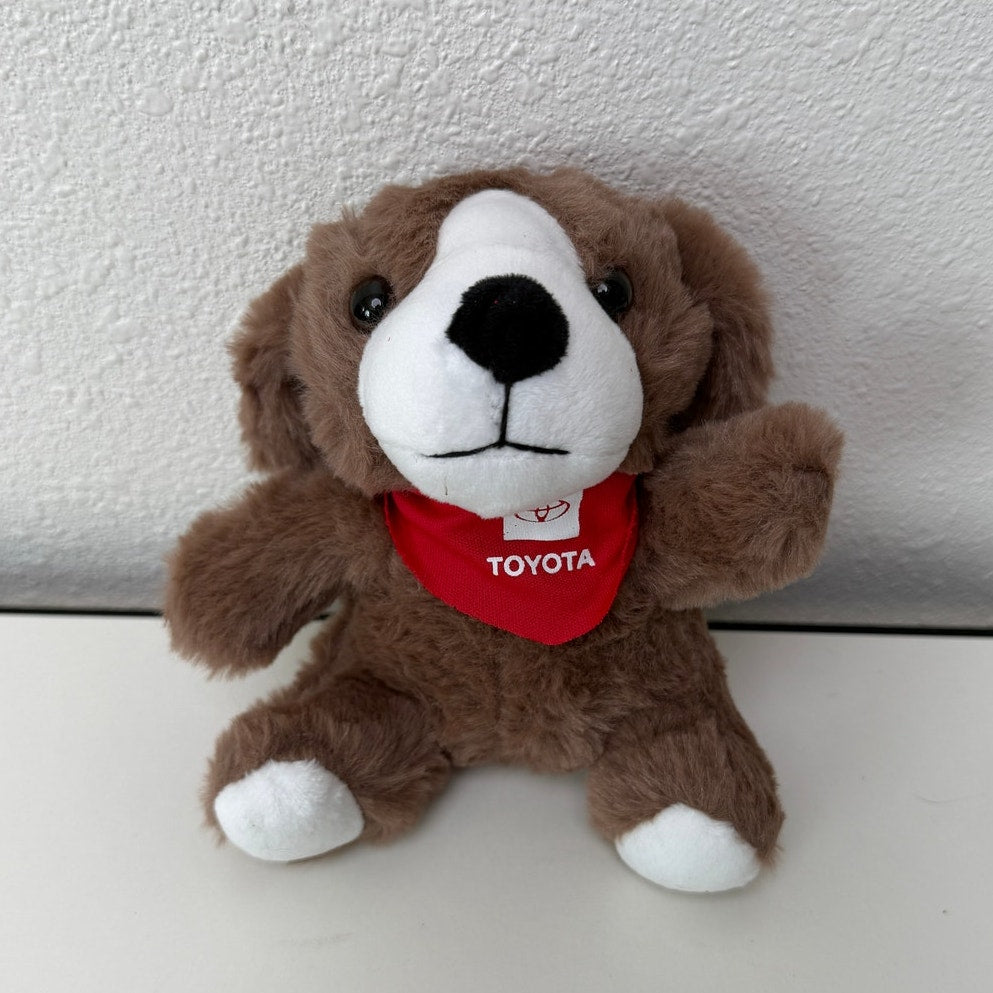 NWT Toyota Brown Plush Dog Stuffed Animal Red Bandana Promo Mascot 6"