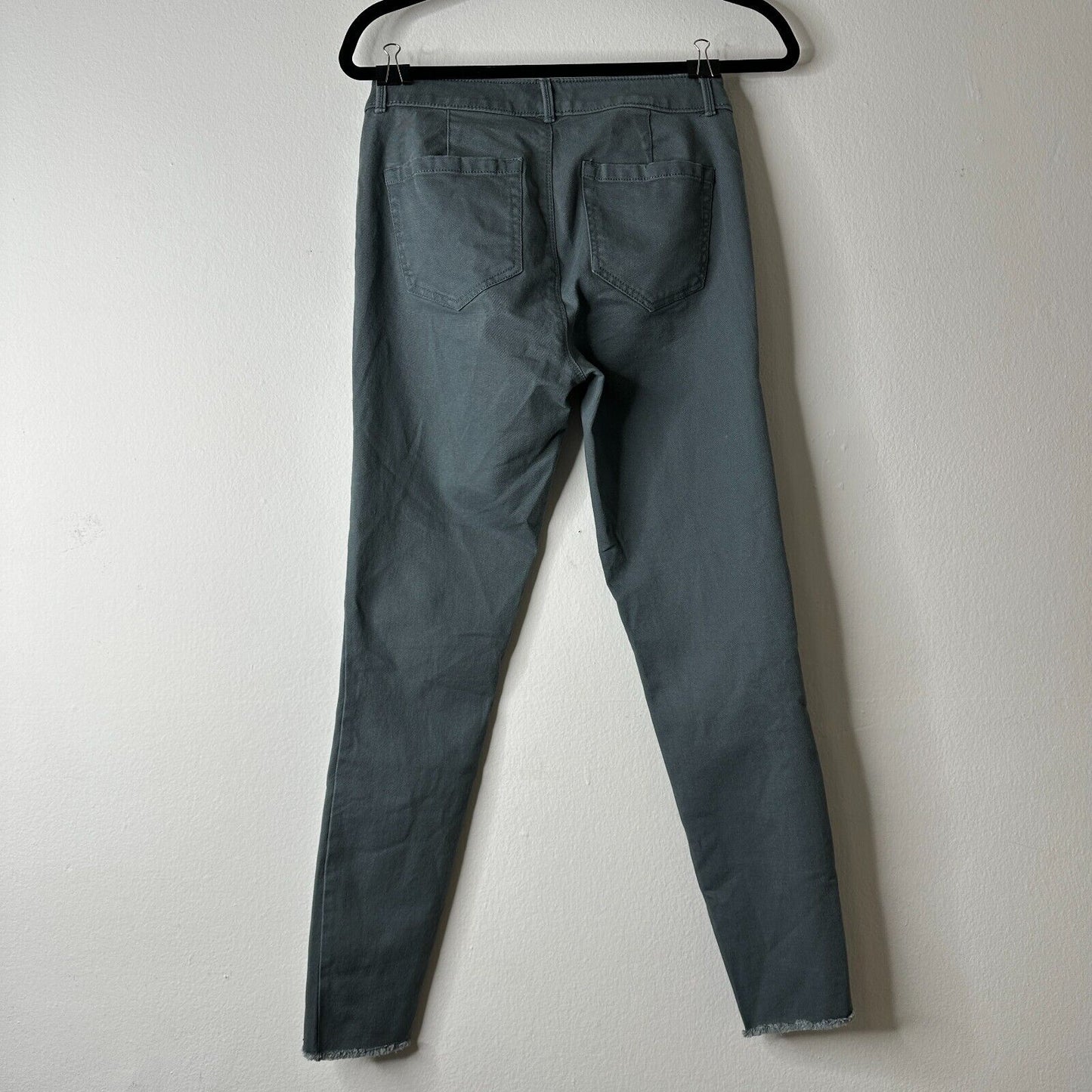 NWT Loft Slate Gray Gold Button Fly Frayed Hem Pant Jean Front Stitch Seams 00