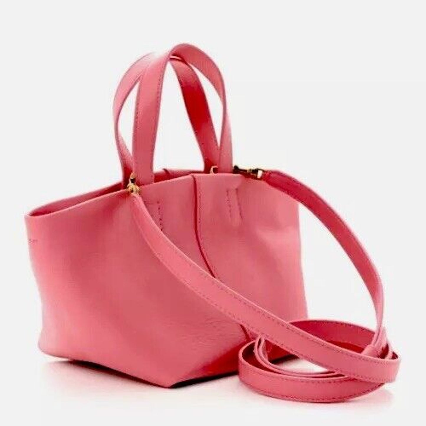 NWOT Mansur Gavriel Tulipano Mini Pebbled Leather Crossbody Bag Peony Pink