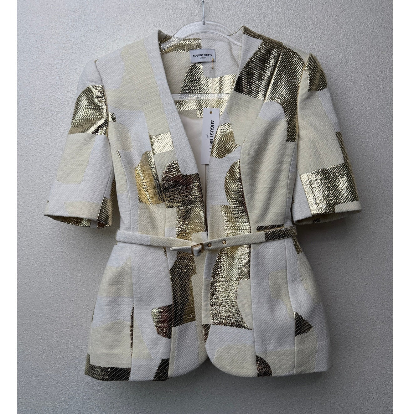 NWT August Getty Atelier "Thalia" Brocade Belted Blazer US 2