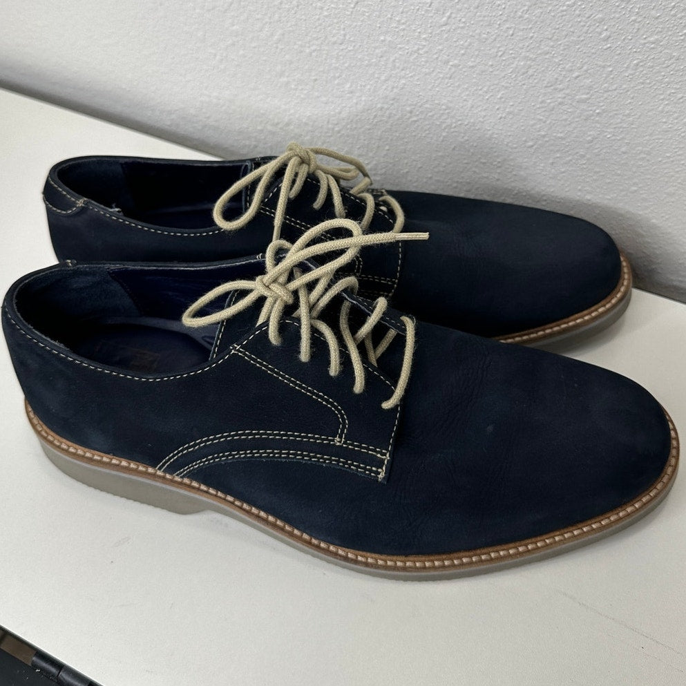 14th & Union Marine Blue Nubuck & Gray Tie Oxford Shoes 9.5