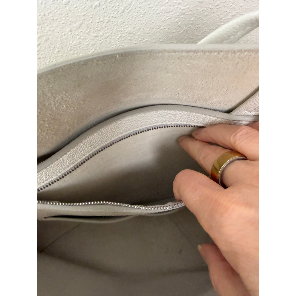 Celine Medium Cabas Phantom Ivory Grained Calfskin Leather Tote Bag