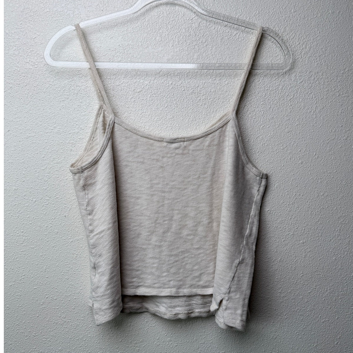LNA Cream Cotton Spaghetti Strap Crop Top Womens L