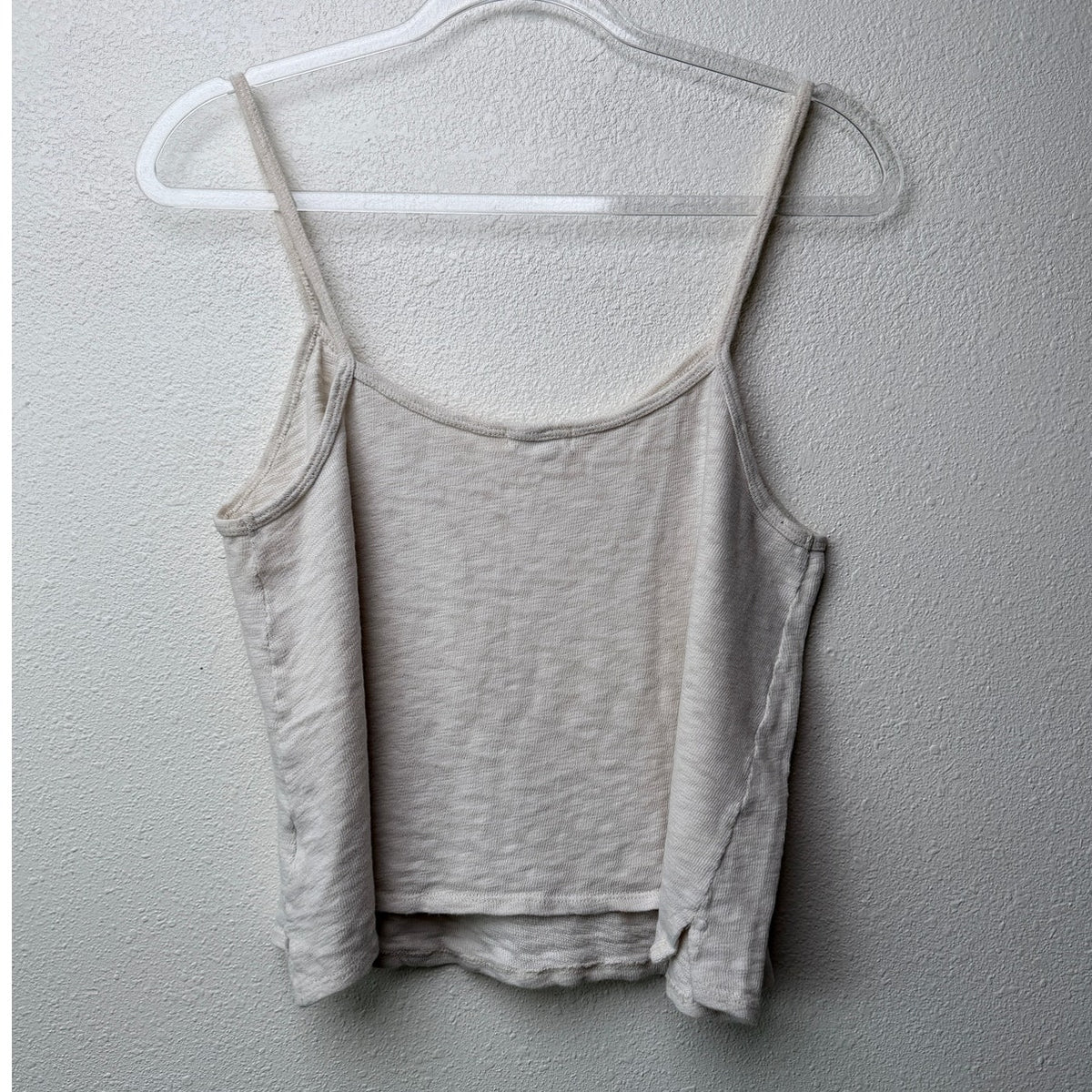 LNA Cream Cotton Spaghetti Strap Crop Top Womens L