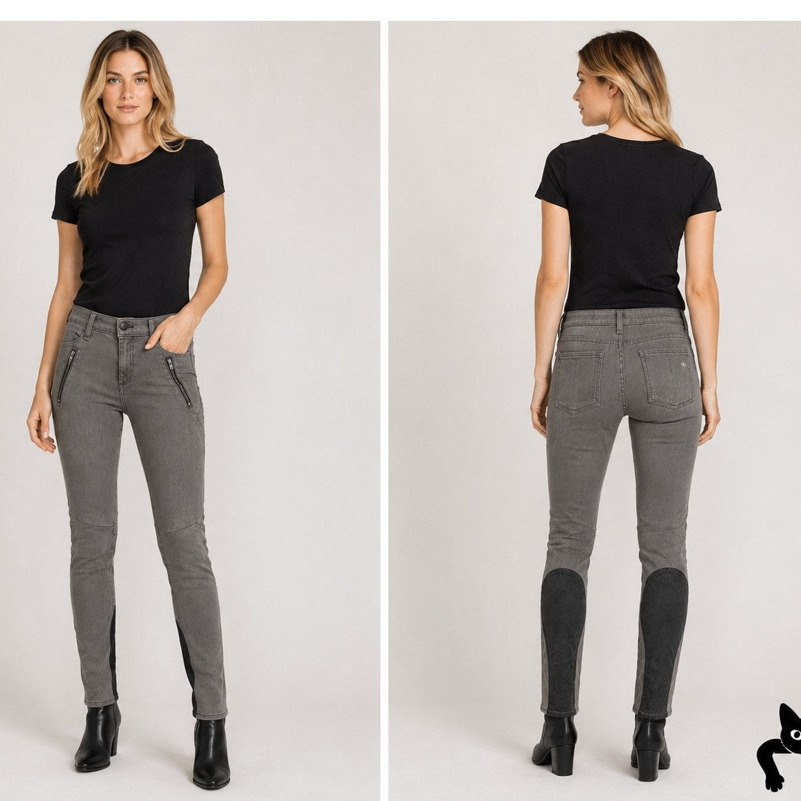 Rag & Bone Iron Skinny Grey Women’s US 28 Mixed Media Zip Jeans