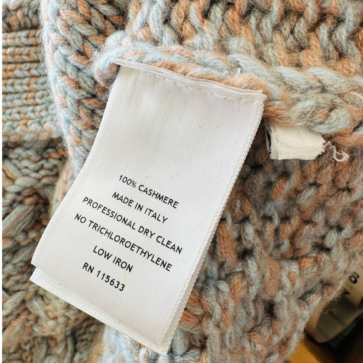 Gabriela Hearst Aguirre Blue Peach Cable Knit Cashmere Cardigan Sweater Large