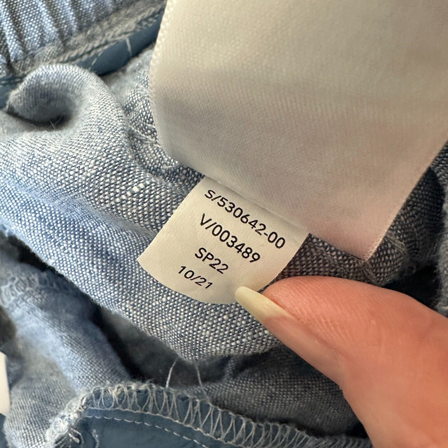 Athleta Chambray Blue Cabo Casual Linen Jogger Pant Tie Waist Front Zip 4