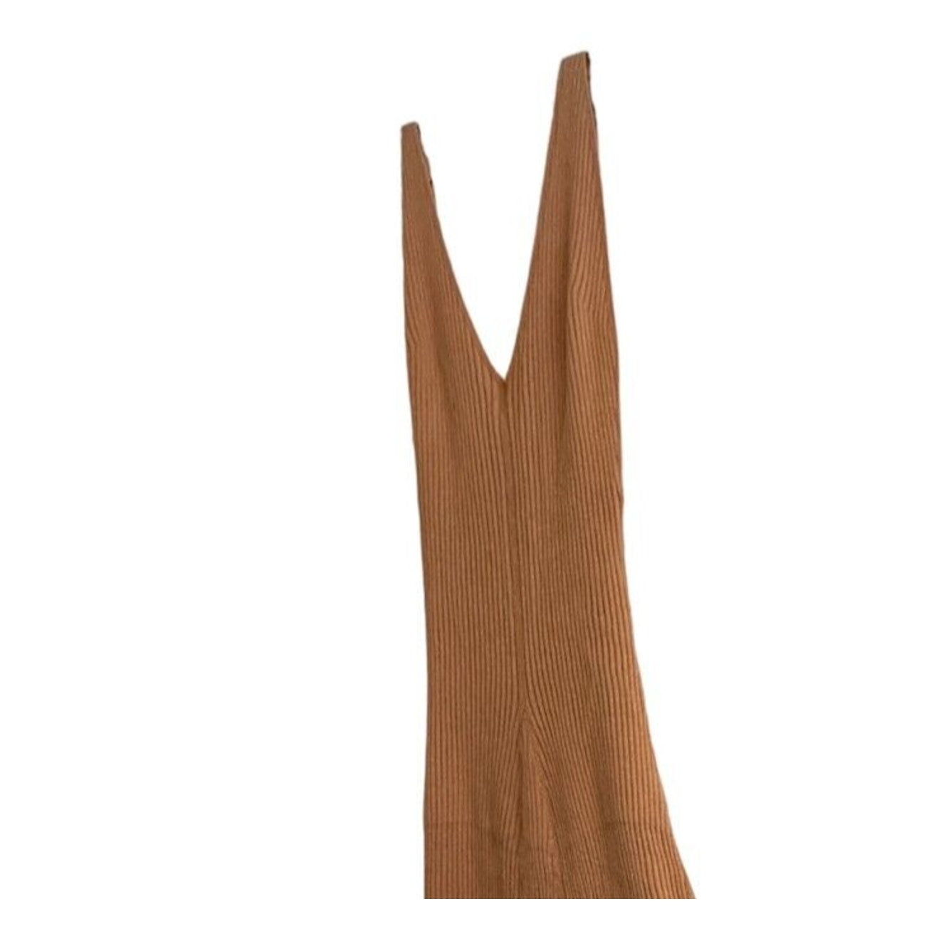 NWT Free People Camel Brown Sweet as Honey RibKnit VNeck Sleeveless Maxi Dress L
