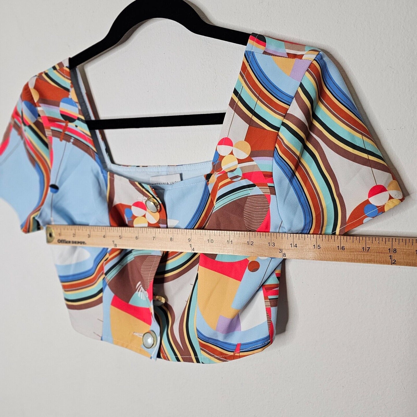 NWT Stefania Vaidani 60s Front Button Crop Top and Matching Button Mini Skirt SM